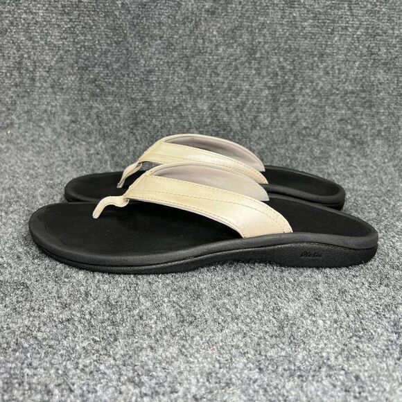 OluKai Ohana Sandals Women's 8 Cream Toe Post Athletic Outdoor Beach Flip Flops - Picture 4 of 10